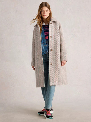 White Stuff Kelsey Texture Wool Blend Coat