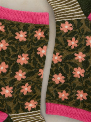 White Stuff Floral Stripe Ankle Sock