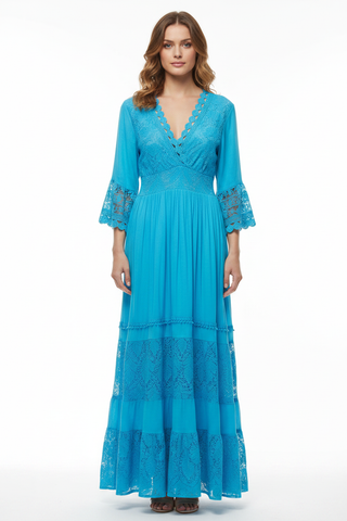 Azure blue dress on model