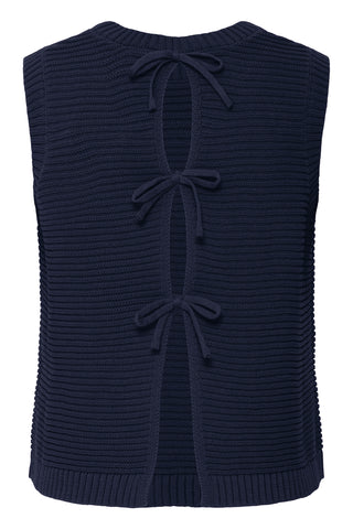 Ichi Dotties Sleeveless Waistcoat with Tie Back Detail