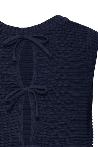 Ichi Dotties Sleeveless Waistcoat with Tie Back Detail