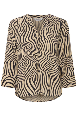 B Young Helvig Zebra Swirl Print Blouse