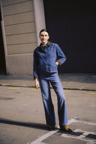 b.young Kamilo Denim Jacket with Cord Collar