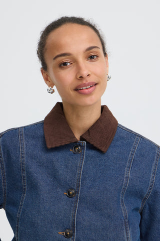 b.young Kamilo Denim Jacket with Cord Collar