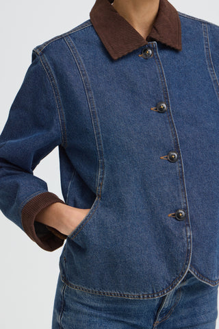 b.young Kamilo Denim Jacket with Cord Collar
