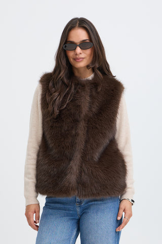 b.young Cesille Faux Fur Waistcoat