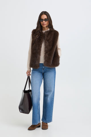 b.young Cesille Faux Fur Waistcoat