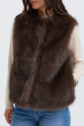 b.young Cesille Faux Fur Waistcoat