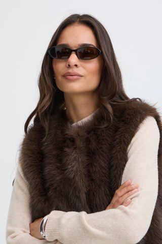 b.young Cesille Faux Fur Waistcoat