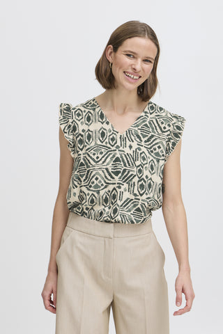 B Young Joella V Neck Frill Top