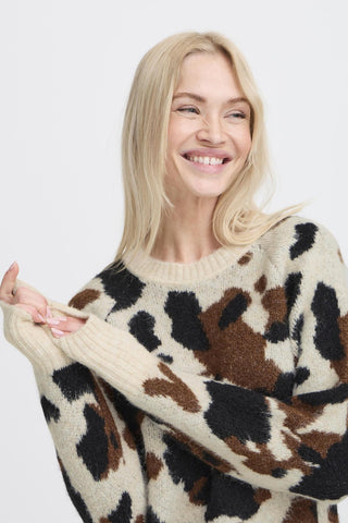 B Young Omea Cow Print Jumper