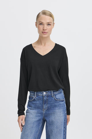 b.young Pamila Long Sleeve V-Neck T-shirt