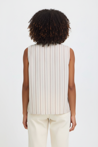 Back Shot - Sleeveless Striped Blouse on Model