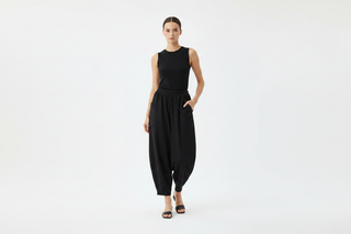 Black Barrel Leg Trousers