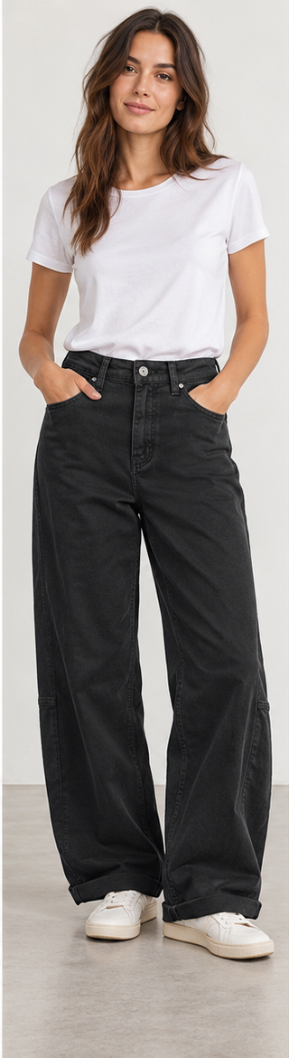 Sasa Barrel Leg Cotton Twill Jeans