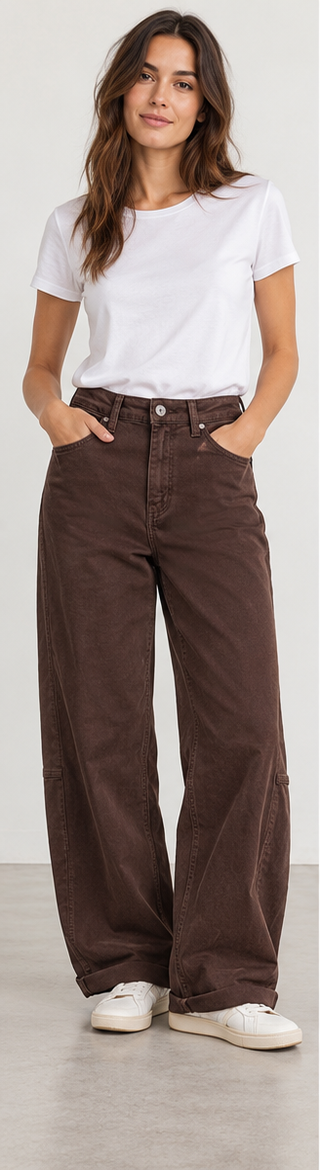 Sasa Barrel Leg Cotton Twill Jeans