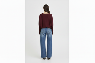 Burgundy Batwing Top - Back View on Model