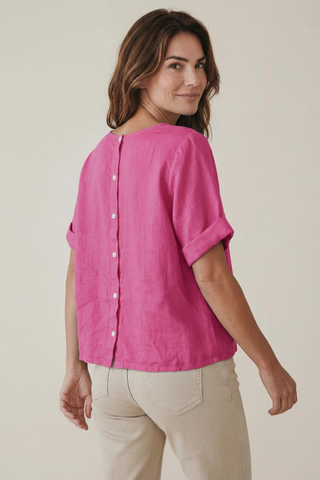 Button-Back Top in Bubble Pink Fabric Colour