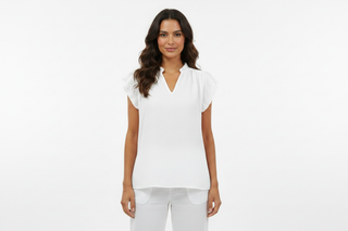 Cotton Waffle Top in White