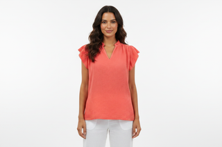 Cotton Waffle Top on Model