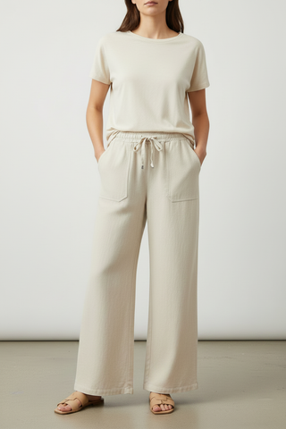 Cream Wide-Leg Trousers – No Split