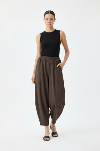 Dark Brown Barrel Leg Trousers