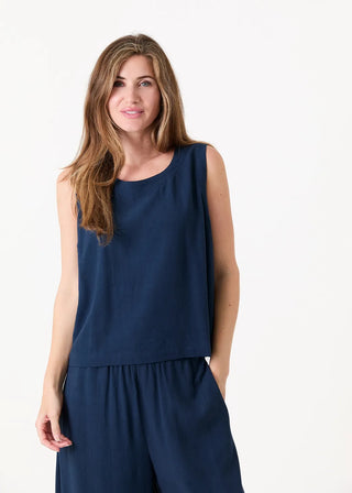 Dreams Linen Viscose Button Back Vest Top