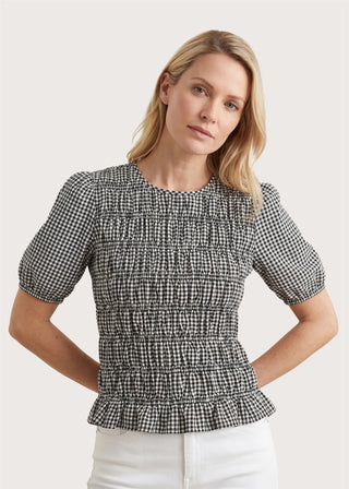 Dreams Gingham Check Shirred Bodice Top