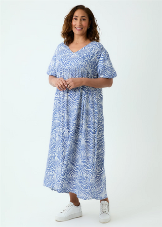 Dreams Mini Zebra Puff Sleeve Maxi Dress