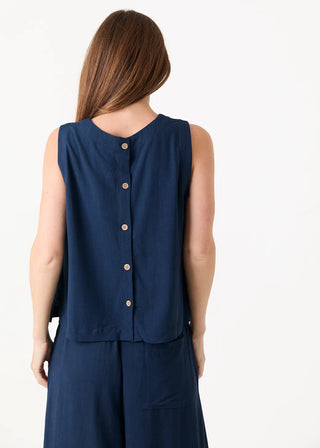 Dreams Linen Viscose Button Back Vest Top