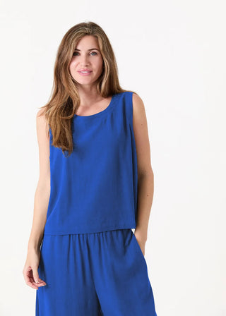 Dreams Linen Viscose Button Back Vest Top