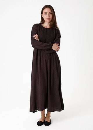 Dreams Cobbled Spot Long Sleeve Shirring Dress