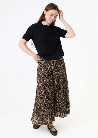 Dreams Leopard Print Chiffon Pleated Skirt