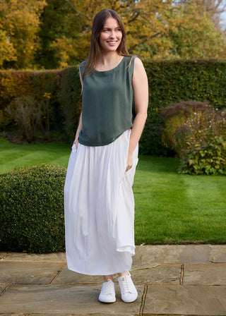 Dreams Linen Viscose Button Back Vest Top