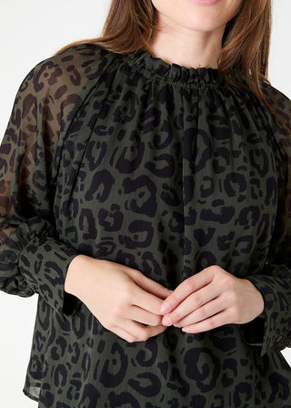Dreams Painterly Leopard high Neck Blouse
