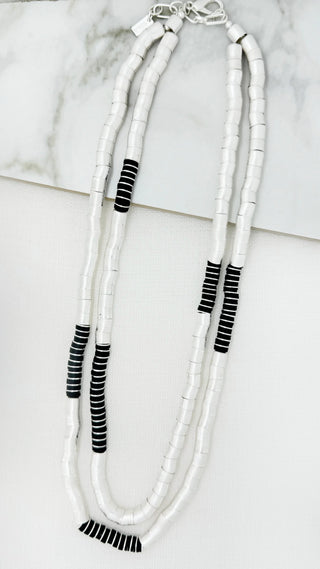 Envy Short Silver and Grey Chunky Bar Design Necklace