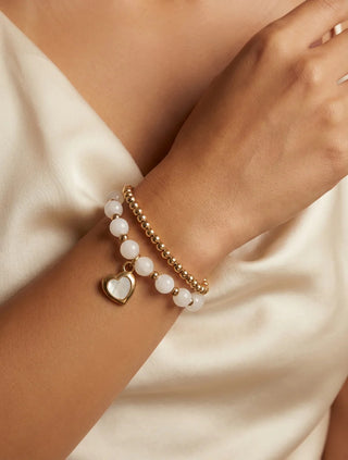Envy Double Layer Gold and White beads Stack Bracelet