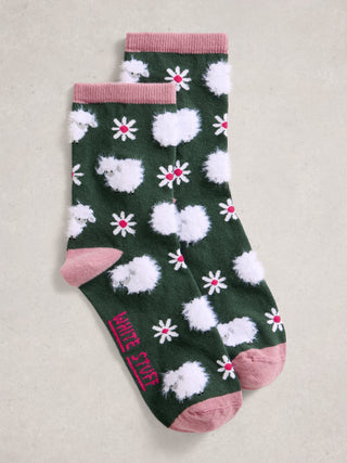 White Stuff Fluffy Sheep and Flower Ankle Socks