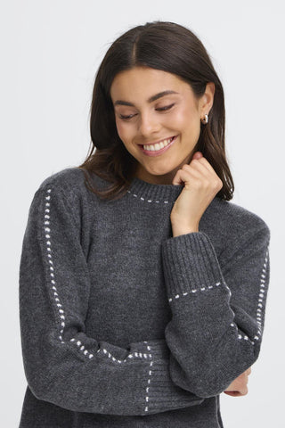 Fransa Elise Stab-stitch Pullover
