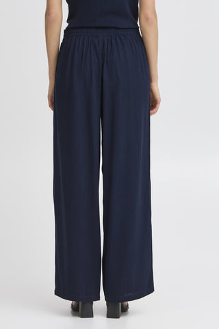 Fransa Atel Wide Leg Linen Mix Trousers