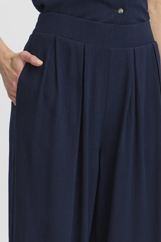 Fransa Atel Wide Leg Linen Mix Trousers