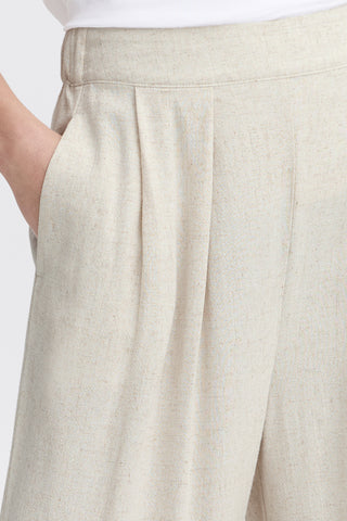 Fransa Atel Wide Leg Linen Mix Trousers