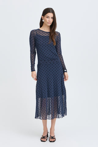 Fransa Deta Long Sleeved Sheer Polka Dot Top