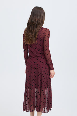 Fransa Deta Long Sleeved Sheer Polka Dot Top