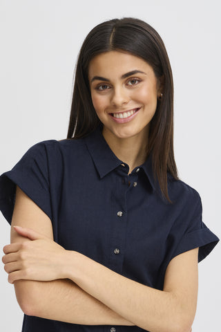 Fransa Mallia Capped Sleeve Shirt Dress