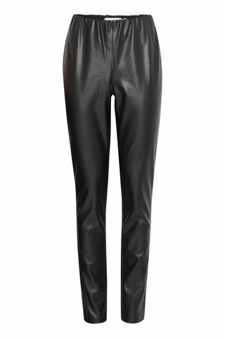 Ichi Comano Faux Leather Leggings in Black
