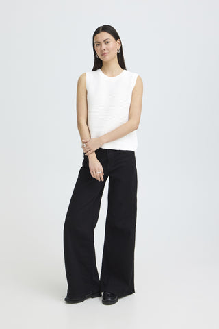 Ichi Dotties Sleeveless Waistcoat with Tie Back Detail
