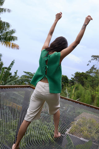 Ichi Dotties Sleeveless Waistcoat with Tie Back Detail