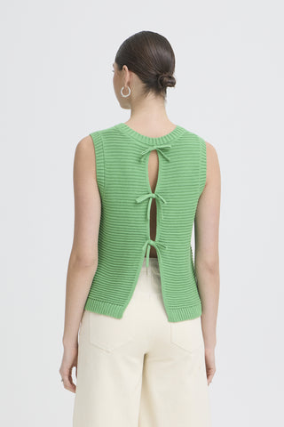Ichi Dotties Sleeveless Waistcoat with Tie Back Detail