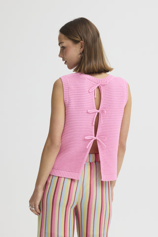 Ichi Dotties Sleeveless Waistcoat with Tie Back Detail